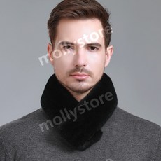 남성 숏 머플러 렉스털 모피 털융 스카프 겨울 자석 양면 중년 보온 목도리
