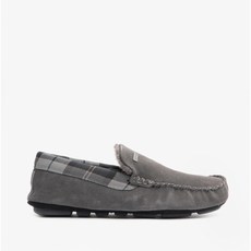 BARBOUR MEN'S BARBOUR MONTY HOUSE SUEDE SLIPPERS 023041 / MSL0001 Dark Grey Suede