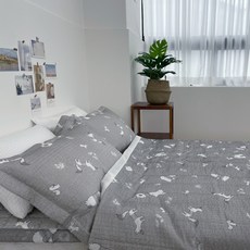꿀잠자리 여름 시어서커 이불패드세트 (이불+패드+베개커버) SS, 애니멀(그레이)