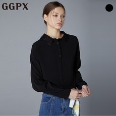 GGPX 포인트 카라넥 하프 버튼 블라우스 GO7SH086F - ggpx블라우스