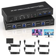 4 USB 3.0 Displayport KVM 4 4K 60Hz Displayport 4PC 3 USB 3.0 DP 포트 듀얼 모니터 스위치, 1개