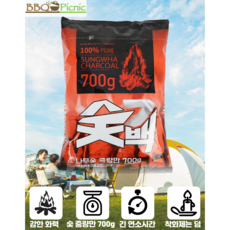 숯7백 야외용 봉지숯 펜션 업소 캠핑 바베큐숯 참숯 비장탄 검탄 1박스 16개입, 숯7백 16ea(1-box)