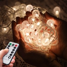 방수형 LED 앵두전구 줄조명 50구 USB형 + 리모컨 + 타이머 기능 + 밝기조절, 1세트, 웜화이트 투명 50구+리모컨