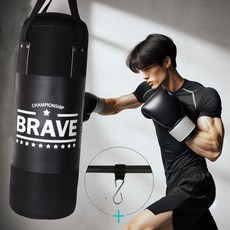 브레이브 저소음 가정용 샌드백 블랙에디션 80cm 속빵빵 한국생산+연결밴드