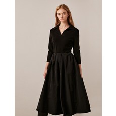 아떼바네사브루노 [바네사브루노] 블랙 소재배색 긴팔 원피스 VLDR2D493BK 369950