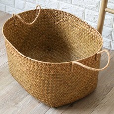 대형 라탄 바구니 수납 등나무 수건 피크닉 원형 다용도 세탁 닌샵 바스켓, 1개, 7. 오렌지 A형