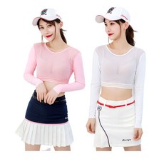 MOONBEAR 여성 골프 이너웨어 여름 자외선차단 기능성 냉감 쿨 티셔츠 상의 언더레이어 골프복