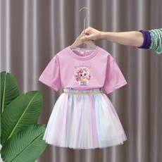 [화려한 영이네]캐치 티니핑 여름 여아 상하복 라운드반팔티/공주치마 세트