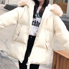 퍼후드 따뜻한 오버핏 숏 패딩 빅사이즈H19