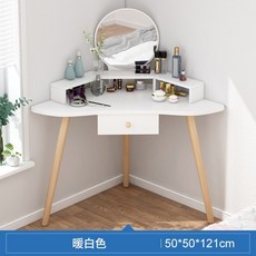 코너 화장대 테이블 공간활용 화장품 정리수납 모서리 작은화장대 DIY 조립식가구, 흰색_B