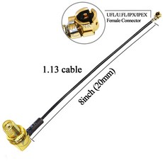 IPX 1 13 케이블 SMA 암 커넥터 UFL U FL IPEX 저손실 피그테일 WiFi 안테나 연장, 19.8inch 50cm, 1.13IPXK-SMAKW, 1개