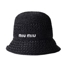 바이스트 [MIU MIU] 24FW 로고 자수 라피아 버킷햇 5HC287 2DO1 F0002