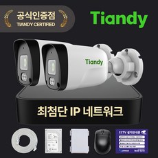 티앤디 400만화소 IP CCTV 세트 PoE지원 4채널 NVR 랜케이블 10M HDD 1TB 하드 포함, 실외 카메라 2대세트 - nvr