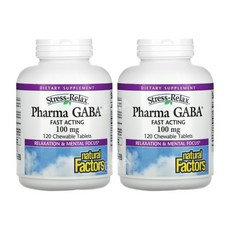 내추럴팩터스 Pharma 가바 100mg 120정 2병 스트레스 릭랙스 츄어블 GABA, 2개