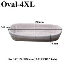 빵틀 홈베이킹 라이너가 있는 천연 등나무 반죽 발효 Banneton 빵 교정 전문 및 가정 베이커용, 10.Oval 4XL, 1개