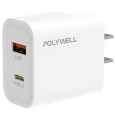 POLYWELL 寶利威爾 PD雙孔30W GaN氮化鎵快充頭 PW15-T05-A010, 白色, 1個
