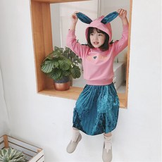 샤인레빗 벨벳 플리츠 후드 상하세트