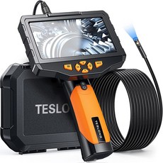 열화상카메라 비접촉식체온계 발열체크 Teslong IPS 검사 듀얼 렌즈 보어스코프 내시경 7 LED 5000mAh 손전등 케이스 32GB 5 인치, Dual Lens55mm3m, 1개