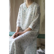 박과 식물의 총칭 쟈스민 가을 신 오리지널제작 단아한 클래식 모시메리 옥단추 치파오 중국식 플라워 점프슈트
