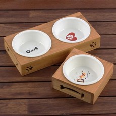 리은 강아지 원목 사기 2구 식기 식탁 1구형, 1구/한가지 색상@28222279, 1개