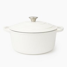 라더 바인 에나멜드 주철 더치 오븐 뚜껑 오버사이즈 손잡이 돔 사워도우 빵 제조용 – 5.7QT5.4L Okra, White, 1개