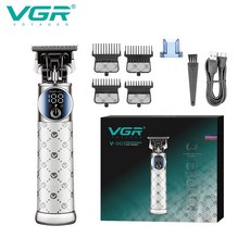 VGR 바리깡 이발기 트리머 클리퍼 전기면도기 이발 헤어트리머 헤어 헤어클리퍼 남성도구 헤어집게 프로바리깡 바버 면도기 프로페셔널 전기 T9 커팅 머신 미니 헤어컷 남성용 942, silver with box