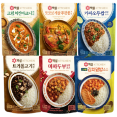 CJ 백설 덮밥 소스 6종 Set <크림치킨마크니커리+코코넛게살푸팟퐁커리+카파오무쌉덮밥소스+트러플고기짜장+마파두부덮밥소스+스팸김치덮밥소스>