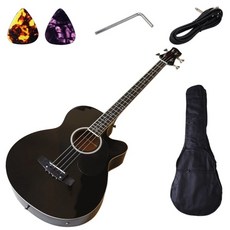 클래식기타 4현 블랙 어쿠스틱 일렉트릭 베이스 43인치 고광택 어쿠스틱 베이스 프리 백