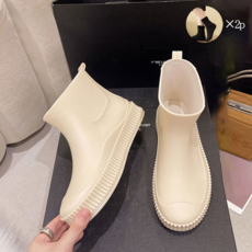  TZQW 여성레인부츠 고탄력 우화 패션 보온 방수 미들 롱 레인부츠 미끄럼방지 장화 여성용 부츠 사계절용 