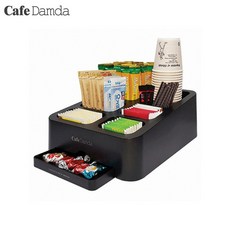 CafeDamda 카페담다 커피트레이 멀티 수납 정리 탕비실 보관함, 블랙