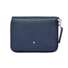 명품 MONTBLANC 몽블랑 116370 사토리얼 뷰 포켓이 포함된 지퍼 동전지갑 - 캐리 미 버전(인디고)