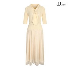 JJ지고트 쉬폰 배색 스카프넥 니트 원피스 GL4P0OPT9