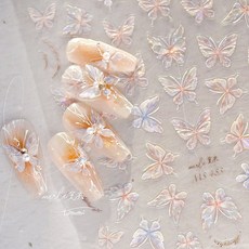 [코코네일] 자개 홀로그램 나비 네일스티커 MS483, 1개