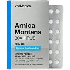 VitaMedica Arnica Montana 30X HPUS Made in USA 식물 기반 타박상 붓기 염증 근육 통증 완화 수술 후 동종 요법 치료 Arnica