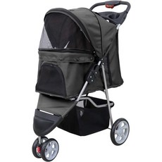 WEIMALL 애완 동물 유모차 3륜 10kg, 블랙, 1개