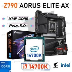 인텔 14 세대 i7 14700K LGA 1700 CPU 콤보 기가바이트 Z790 AORUS ELITE AX DDR5 인텔 Z790 마더보드 세트, 01 마더 보드 + CPU