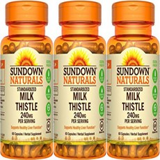 Sundown Naturals Standardized Milk Thistle 240 mg 180 Capsules (3 X 60 Count Bottles) Sundown Natur, 1