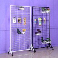 인테리어 철망 철제 메쉬 네트망 파티션 가벽 진열대, 스탠딩 블랙 100x200 후크 70개, 블랙 100x200 후크 70개