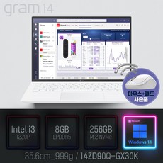 LG 2022 그램14(12세대) 14ZD90Q-GX30K [사은품 증정], WIN11 Pro, 8GB, 256GB, 코어i3, 화이트