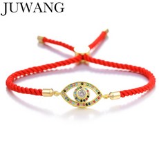럭키 레드 로프 터키어 블루 이블 눈 매력 팔찌 Bangles 여성을위한 골드 컬러 남자 여자 아이 어린이 조절 쥬얼리|체인 & 링크 팔찌|