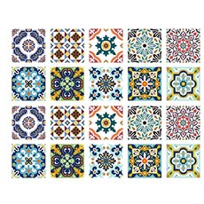NMT 스페인어 포르투갈어 Azulejo 스타일 백스 플래시 껍질 및 스틱 타일 스티커 20 pcs 세트 (5 [5.9- Y] - P050507TM9L5MB3, 5.9- Y