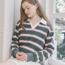 아미마켓 [아워호프]Stripe Logo Collar Sweatshirt - Pink[H24FW-TS11P]570141