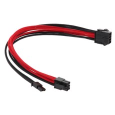 FWT PCIE 8 핀-PCIe 6 + 2 핀 케이블 연장 18AWG 30cm 슬리브 형 검정 및 빨강, 1개