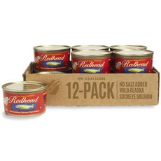 NO SALT ADDED Redhead Wild Alaska Sockeye Salmon 12 pack-7.5oz cans, 1.47kg, 1개