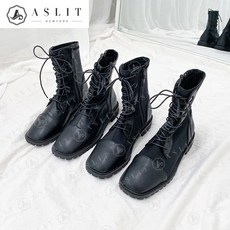 애슬릿(주얼리) [애슬릿] 여성 둥근 사각 레이스업 워커 부츠
