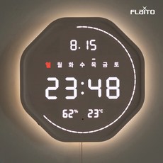 플라이토 3세대 백라이트터닝폴리곤 온습도 LED벽시계, 단품