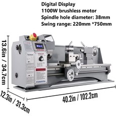 미니 선반 기계 미니 금속 선반 기계 가변 RPM 밀링 디지털 1100W 220mm x
