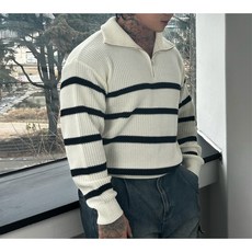  남자목니트 반집업스웨터 남자집업니트  상품 이미지