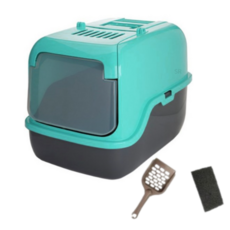 푸르미 고양이 3door 후드형 화장실 + 모래삽 + 필터, 1 COLOR (민트), 30개