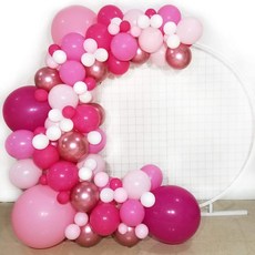 FUNPRT 핑크 풍선 갈랜드 - 메탈릭 로즈 골드 핑크 화이트 라텍스 풍선 - 바비 테마 파티 걸 생일날 베이, 단일상품